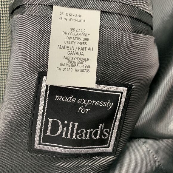 Vintage Ralph Lauren Blazer Mens 44 Long Beige Black Silk Wool Blend Houndstooth - Picture 10 of 14